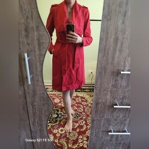 Ted Baker Vibrant Red Coat with Floral Lining